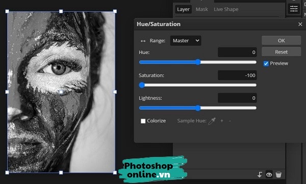 Tạo ảnh đen trăng bằng Photoshop online