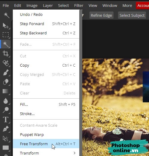 Xoay ảnh bằng Photoshop online