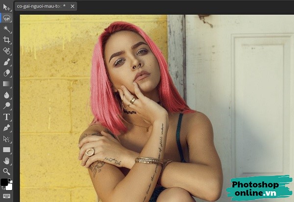 đổi màu tóc bằng photoshop online, đổi màu tóc online