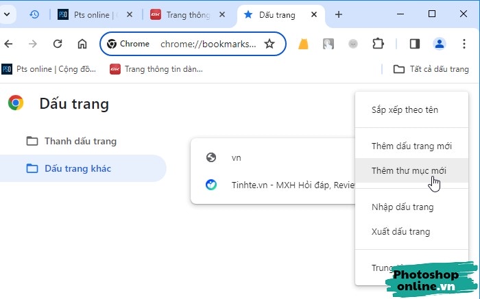Tạo dấu trang trong Chrome, cách lưu trang web trong Chrome