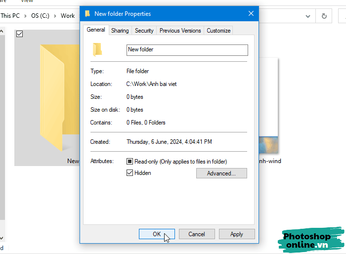 Hướng dẫn cách ẩn thư mục và tập tin nhanh trong máy tính